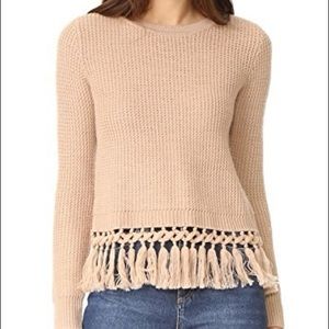 Club Monaco tan fringe sweater